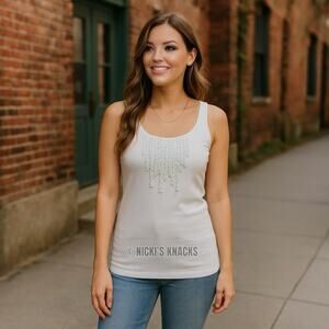 Eddie Bauer Ruffle Front Tank Top Light Blue Cotton Summer Cami Shirt Size M